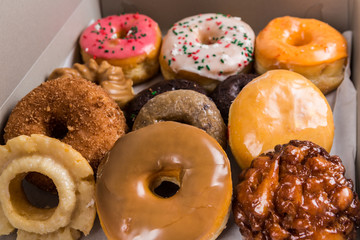 Box of assorted pastries and donuts