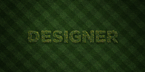 DESIGNER - fresh Grass letters with flowers and dandelions - 3D rendered royalty free stock image. Can be used for online banner ads and direct mailers..