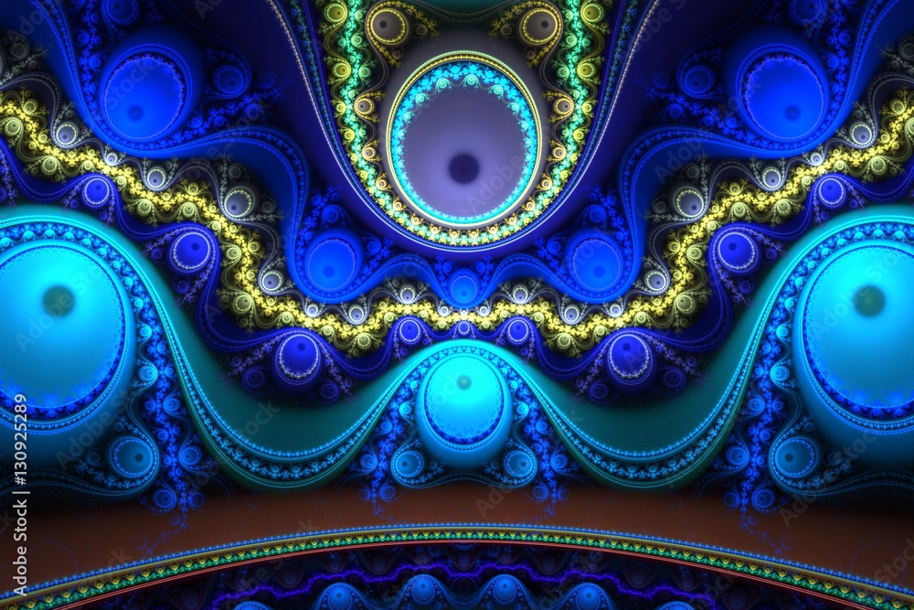 Poster abstract bright multicolored fractal computer generated image
