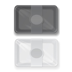 Vector white and black fast food box container packaging set isolated