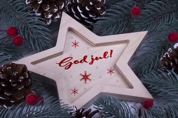 Christmas greeting card God Jul, red