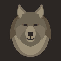 wolf head  vector illustration style Flat