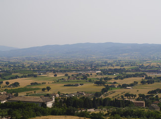 Fototapeta na wymiar Landscape to valley near Assisi, Umbria, Italy
