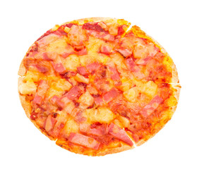 Hawaiian pizza isolated on white background