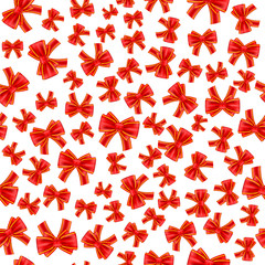 Obraz premium Holiday gift seamless pattern with red bow. Vector illustration for your design