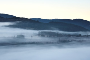landscape in the fog (Lorraine-France)