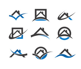 Set of real estate house roof icons