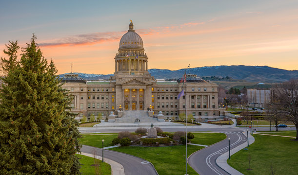 Capital in Idaho at sunrise