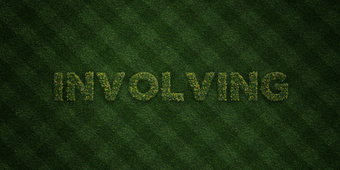 INVOLVING - fresh Grass letters with flowers and dandelions - 3D rendered royalty free stock image. Can be used for online banner ads and direct mailers..