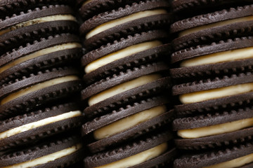 Close up view of tasty chocolate cookies