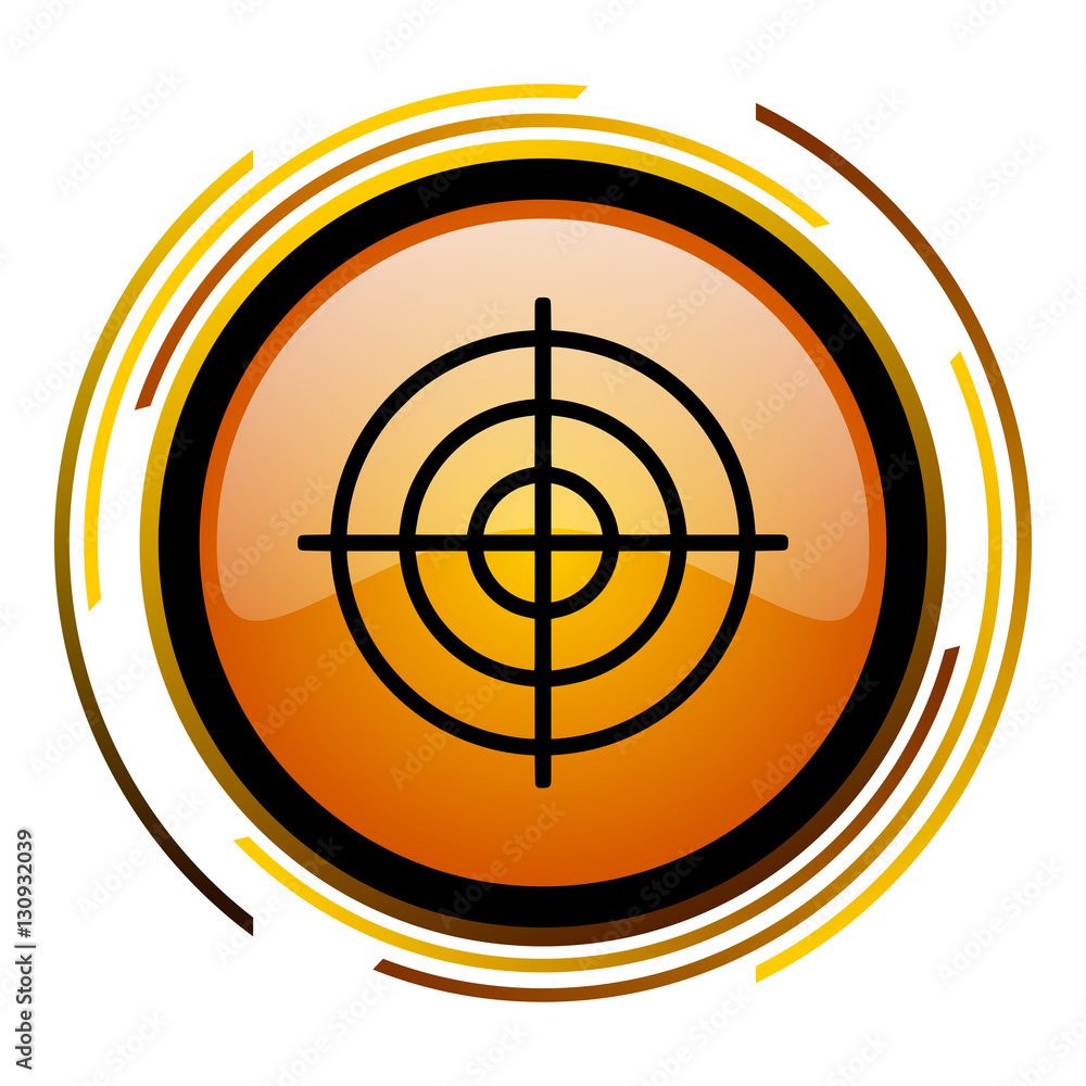 Fototapete Target sign vector icon. Modern design round orange button isolated on white square background for web and application designers in eps10. 