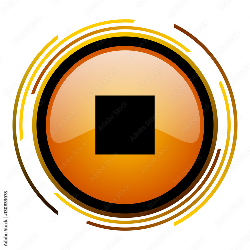 Aufkleber Stop sign vector icon. Modern design round orange button isolated on white square background for web and application designers in eps10.