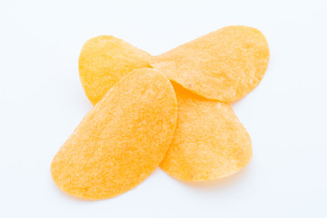 Potato chips on the papric. Eco food.