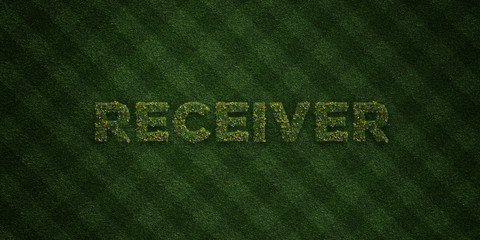 RECEIVER - fresh Grass letters with flowers and dandelions - 3D rendered royalty free stock image. Can be used for online banner ads and direct mailers..