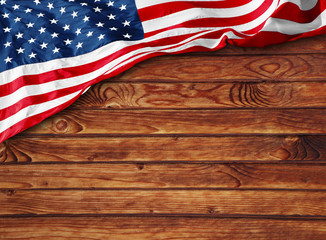 Wood texture with american flag