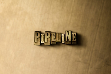 PIPELINE - close-up of grungy vintage typeset word on metal backdrop. Royalty free stock - 3D rendered stock image.  Can be used for online banner ads and direct mail.