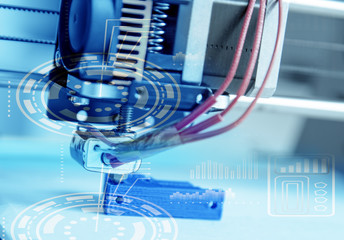 Electronic three dimensional plastic printer during work , 3D ,  printing.