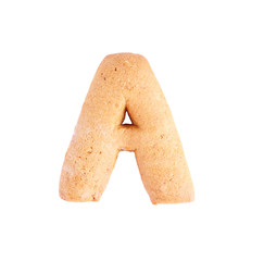 Cookie letter A on white background