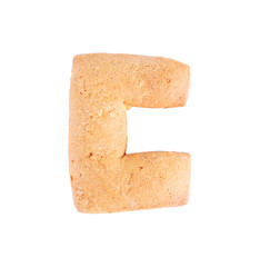 Cookie letter C on white background