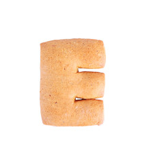 Cookie letter E on white background