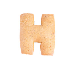 Cookie letter H on white background
