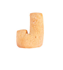 Cookie letter J on white background