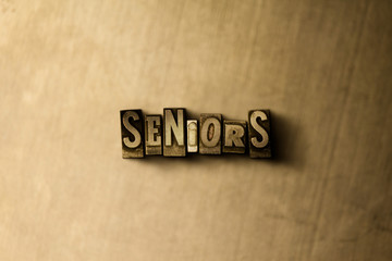 SENIORS - close-up of grungy vintage typeset word on metal backdrop. Royalty free stock - 3D rendered stock image.  Can be used for online banner ads and direct mail.