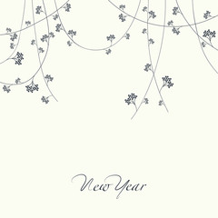 The design of the cards. Garland with berries of varying size at the top of the card. At the bottom of the card the phrase new year.