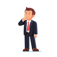 Obraz premium Standing business man making thinking gesture