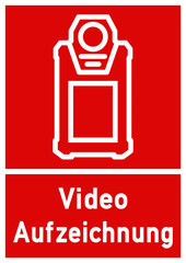 vss19 VideoSurveillanceSign vss - ks153 Kombi-Schild - Hinweis Zeichen Piktogramm - bodycam - Videoaufzeichnung - Kameraüberwachung - DIN A3 A4 A5 A6 Poster XXL - rot g4829