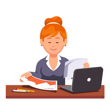 recommend clip art: Auditor woman doing commercial business audit