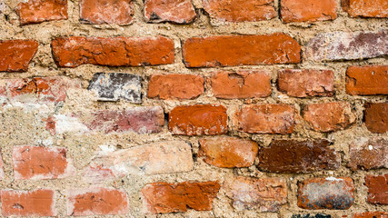 ancient red clay brick wall, texture for background