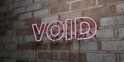 VOID - Glowing Neon Sign on stonework wall - 3D rendered royalty free stock illustration.  Can be used for online banner ads and direct mailers..