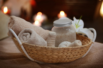 Beautiful spa composition on blurred background