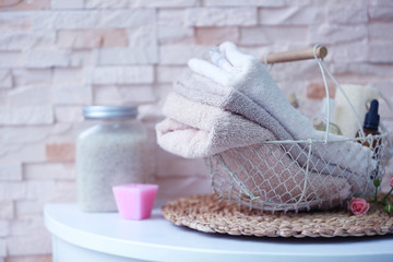 Beautiful spa composition on blurred background