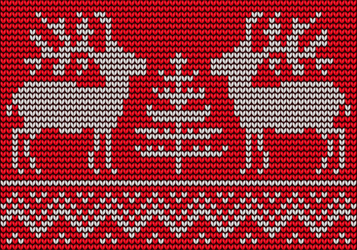 knitted pattern with Deers and Christmas Tree