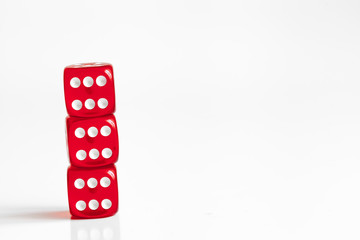 concept luck - dice in row on white background