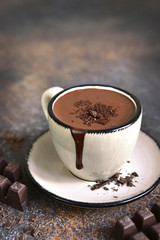 Thick spicy hot chocolate in a cup.