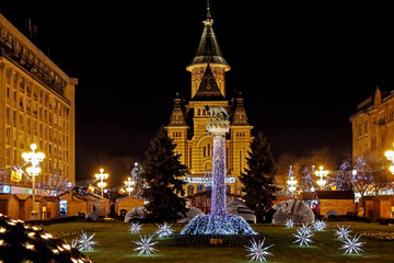Christmas arrangements in Victory Square, Timnisoara, Romania