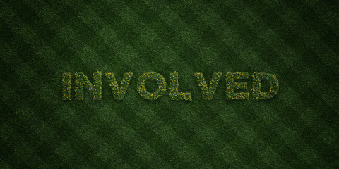 INVOLVED - fresh Grass letters with flowers and dandelions - 3D rendered royalty free stock image. Can be used for online banner ads and direct mailers..