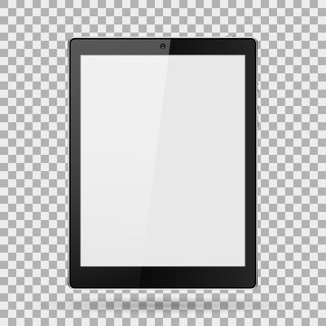 tablet realistic with blank screen on isolate background with shadow, stylish vector illustration EPS10