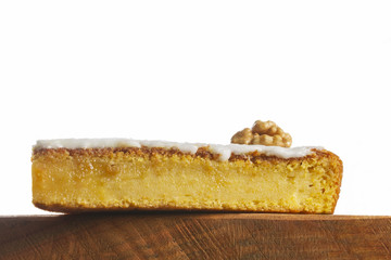 Moist pumpkin cake on a wooden table