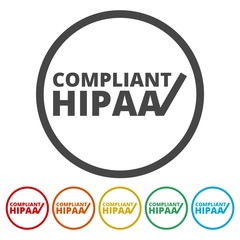 HIPAA - Health Insurance Portability and Accountability Act icons set 