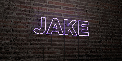 JAKE -Realistic Neon Sign on Brick Wall background - 3D rendered royalty free stock image. Can be used for online banner ads and direct mailers.. © Chris Titze Imaging