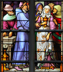 Naklejka na ściany i meble Stained Glass - Antisemitic stained glass in Brussels Cathedral