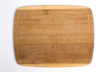 Square Wooden Cutting Board Isolated on White Top View