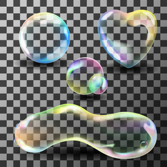 Soapy bubbles vector set.