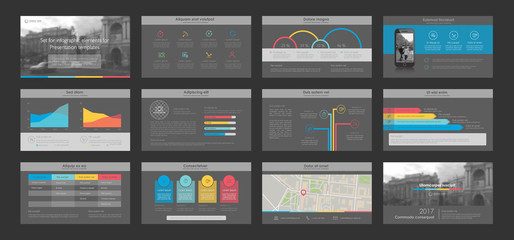 Infographic elements for presentation templates.