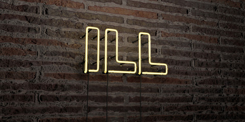 ILL -Realistic Neon Sign on Brick Wall background - 3D rendered royalty free stock image. Can be used for online banner ads and direct mailers..