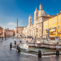 Naklejka na ściany i meble Neptune fountain in Piazza Navona, Rome, Italy